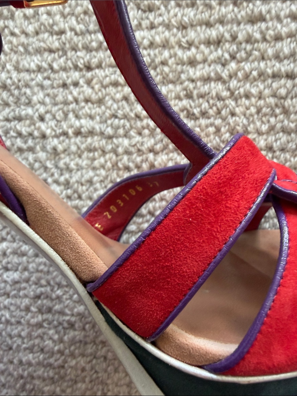 YSL Saint Laurent Tribute Red Suede Knotted T-Strap Platform Sandals- deal! Bag - Picture 7 of 13